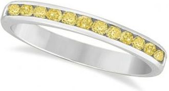 Allurez Channel-Set Yellow Canary Diamond Ring Band 14k White Gold (0.33ct)