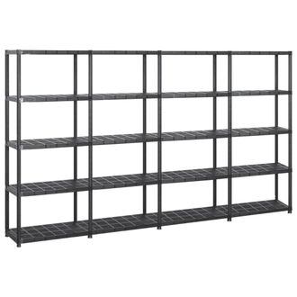vidaXL Estanter&iacute;as De Almacenaje 5 Niveles Pl&aacute;stico Negro 284x38x170cm Vidaxl