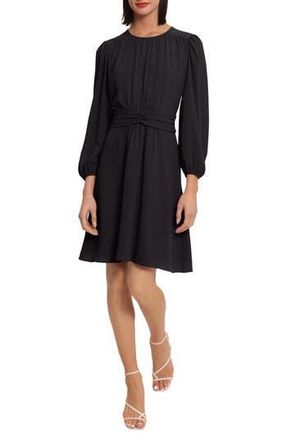 Maggy London Ruched Waist Fit & Flare Dress in Black at Nordstrom Rack, Size 12