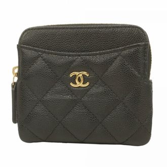 Chanel Black Grained Calfskin Coin Purse/Coin Case (Pre-Owned)