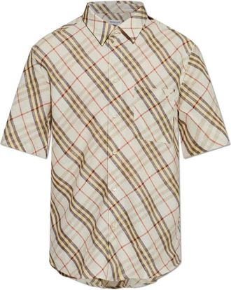 Burberry Roland Shirt - Heren - Korte mouwen Overhemden - Grijs - L - Linnen - Overhemden