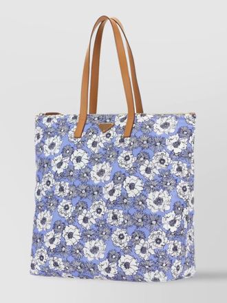 Prada flower pattern nylon tote bag