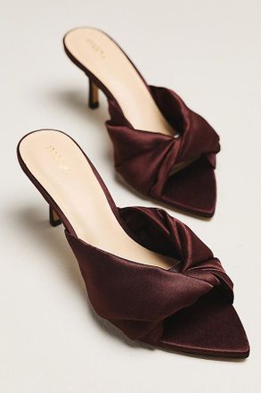 Maeve Ilora Satin Twist Mule Heels