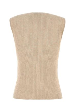 Maison Kitsun&eacute; Womens Sand Knit Top Lightbeigemelange Exterior: Cotton Viscose Maglie
