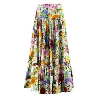 Dolce & Gabbana Maxi Skirts, female, Multicolor, Size: S Maiolica Print Long Skirt