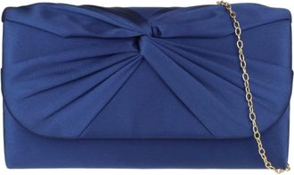 Girly HandBags Womens Twist Satin Plain Clutch Bag Medium Navy