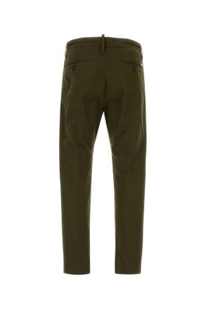 Dsquared2 Mens Olive Green Stretch Cotton Chino Pant Palmagreen Exterior: Elastane Pantaloni