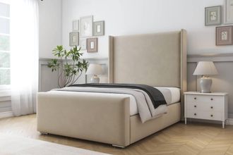 Comfort Beds Madrid Coniston Bed Frame With Mattress-50 Upholstered Wingback in Cream | Size: Single