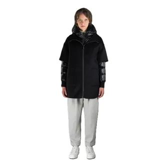 Moorer Womens Black Short-Sleeve Jacket With Hood, Size 44
