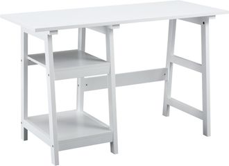 Carter's Compact Computer Desk with Storage Shelves Study Table with Bookshelf PC Table Workstation for Home Office Study White Writing - CARTER | TJ Hughes