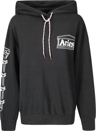 Aries Katoenen sweatshirt met capuchon en logoprint - Heren - Hoodies - Zwart - M - Katoen - Hoodies & sweatvesten