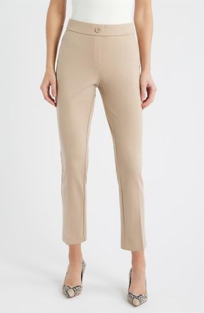 Anne Klein Straight Leg Pull-On Pants in Latte at Nordstrom, Size 0 X