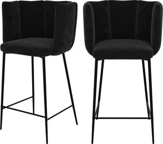 Rendez-Vous Déco Set de 2 sillas para isla de cocina de terciopelo negro 65 cm