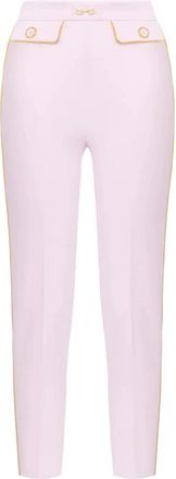 Elisabetta Franchi Crepe Cropped Broeken - Dames - Vrijetijds broeken - Roze - L - Leer - Broeken