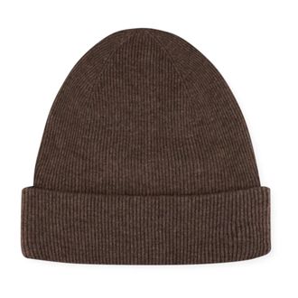 Stenstr&ouml;ms Geribbelde Wollen en Kasjmier Beanie - Dames - Hoeden - Bruin - ONE Size - Wol - Accessoires