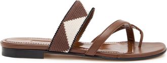 Manolo Blahnik Susastra 10 Cross-over Wool and Leather Sandals - Brown Other - 37 (IT37/ UK4)