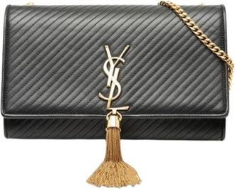 Saint Laurent Pre-owned Shoulder Bags, female, Black, Size: ONE SIZE Pre-owned Quilted Flap Crossbody Bag