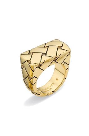 Kurt Geiger Crystal Embellished Quilt Cocktail Ring in Gold at Nordstrom, Size 7