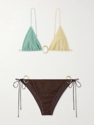 Os&eacute;ree Bikini A Triangolo In Lurex Con Decorazioni Lumi&egrave;re O Kini - Multicolore