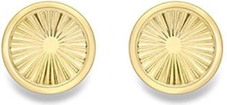 Jewelco London 9ct Gold Diamond-cut Starburst Button Stud Earrings 5mm - SENR02882