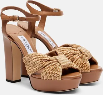 Jimmy Choo London Heloise raffia and leather sandals