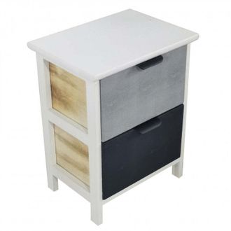 No Brand Mobiletto in legno due cassetti compatto fisso 34x25xH43 cm per casa