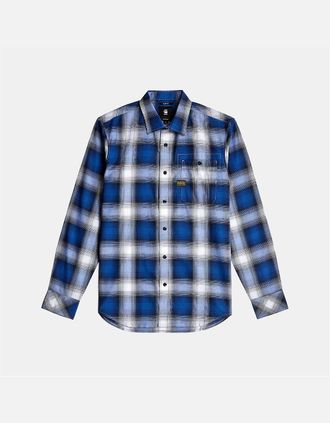 G-Star Mens Logo Badge Collared Neck Long Sleeve Shirt - Blue - Size: Regular/40