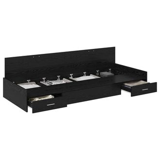 Berkfield Home Modern Storage Bed Frame Black Oak 90 x 200 cm Engineered wood