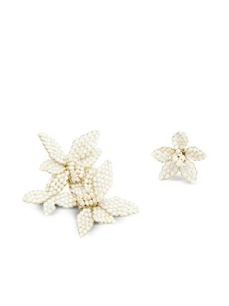Isabel Marant Ecru Asymmetrical Flower Earrings