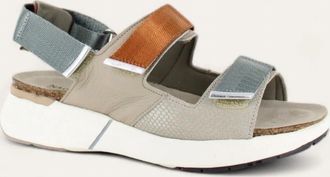 Naot Womens Odyssey Sandal In Beige Lizard/soft Beige/soft Chestnut/soft Silver