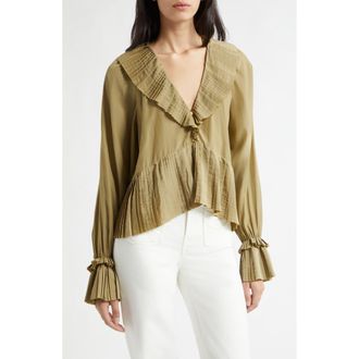 Ramy Brook Jacklyn Ruffle Top in Safari at Nordstrom, Size Xx-Small