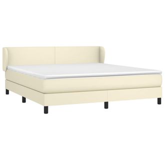 vidaXL Cama Box Spring Con Colch&oacute;n Cuero Sint&eacute;tico Crema 160x200 Cm Vidaxl