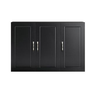 SoBuy Armario colgante para ba&ntilde;o con balda ajustable y 3 puertas negro