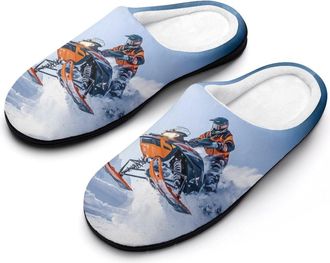 Generic Snowymobile Winter Womens Slippers Warm House Slippers Indoor House Shoes with Anti-Skid Rubber Sole