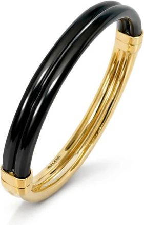 Gold & Honey Womens Ridge Lucite Hinge Bangle In Black