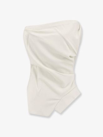 R&oacute;he Asymmetrical Neckline Viscose Tank Top - White