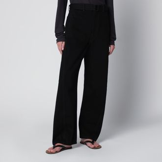 Christophe Lemaire Pantaloni con cintura neri in cotone