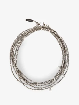 Brunello Cucinelli Bracciale Wrap in ematite e Argento sterling 925 - BRUNELLO CUCINELLI - gender_Woman
