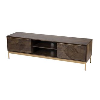 Jaipur Furniture Zaine Carving TV Unit - Mango Wood - L40 x W160 x H46 cm - Dark Finish in Brown