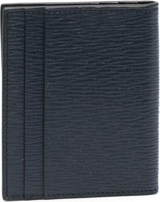 Ferragamo Mens Cardholder, Blue Leather Calf Accessory
