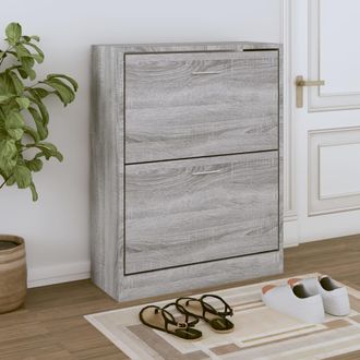 vidaXL Vidaxl - Mueble Zapatero Madera Contrachapada Gris Sonoma 63x24x81 Cm