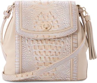 Brahmin Margo Croc Embossed Leather Crossbody Bag in Pearl Admire at Nordstrom
