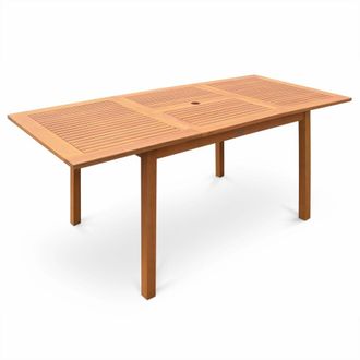 Sweeek Mesa de jardin, 6 plazas, 120-180 cm, eucalipto y textileno