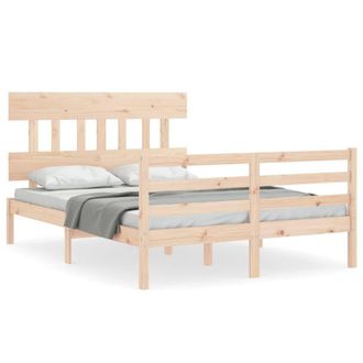 Berkfield Home Bed Frame without Mattress 140x190 cm Solid Wood in Light Tan