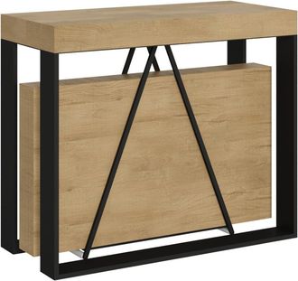 ITYhome Consola extensible 90x40/300cm effecto madera, roble natural