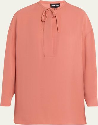 Giorgio Armani Triple Silk Georgette Neck-Tie Blouse