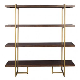 Dutchbone Librer&iacute;a de madera de acacia y lat&oacute;n envejecido