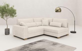 Mr. Couch Ecksofa »Hilla L-Form, bis 140 kg belastbar« mit Taschenfederkern, wahlweise mit Bettfunktion