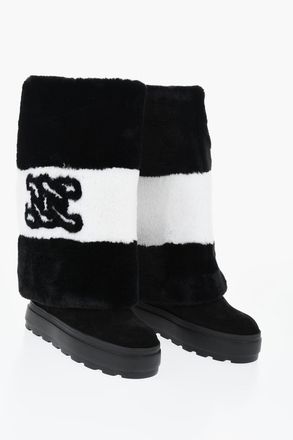 Casadei Stivali in Suede con Risvolto in Ecopelliccia Casadei