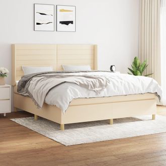 vidaXL Vidaxl - Cama Box Spring Con Colch&oacute;n Tela Color Crema 180x200 Cm